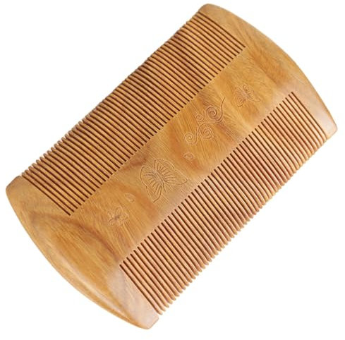 BELLIFFY Schnurrbartkamm Für Männer Haarkamm Aus Holzmaterial Bartkamm Mit Zweireihigem Design Pflegekamm Mit Exquisiter Schnitzerei Rutschfester Bartkamm Für Bartpflege