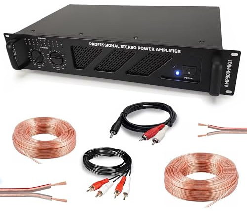 Ibiza - Pack Ampli Sono 2 x 240W AMP300MKII - Câble HP Haut Parleur 3m - Câble RCA/RCA - Câble PC/RCA DJ