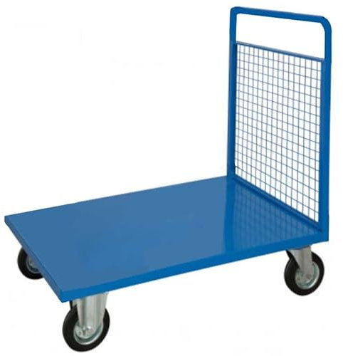 Carrello a pianale singola sponda rete cm.140x80xh93 4 ruote kg.800 trasporto pacchi cartoni in uffici magazzini officine 58FS-4