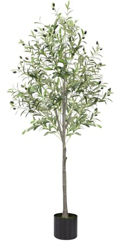 Alyvisun 150cm Olivo Artificial, Planta Olivo Artificial con Hojas de Realistas y Base Inferior Reforzada con Peso de Cemento, Árbol de Olivo Artificial para Decoración de Estar Dormitorio Oficina