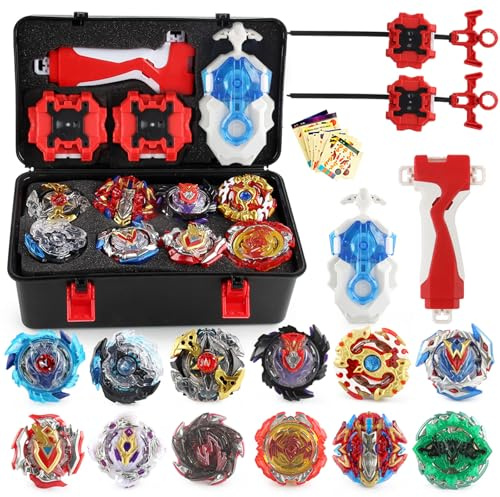 12 Pcs Peonzas Juego Giroscopios De Combate 4D Fusion Modelo Lanzador De Aceleración Gyro Juguete -06A