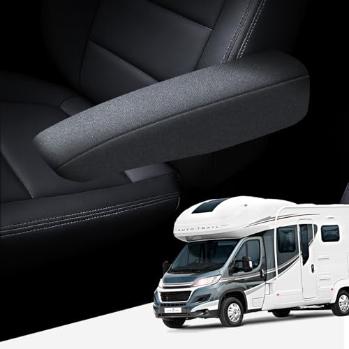 GIOVANNI BUTTI Lot de 4 housses d'accoudoir pour sièges de camping-car AGUTI - En lin - Protection d'accoudoir pour siège conducteur et passager - Gris fumé