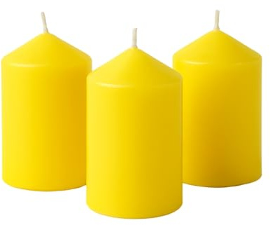 Pack de 3 Bougies Cylindriques à la Citronnelle 40 Heures Ø 5.5 cm Hauteur 12 cm Longue Durée Pour Extérieur Jardin Terrasse