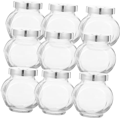 Holibanna Tarro de Vidrio para Alimentos 180ml Pequeño Transparente Tapa de Pp Hermética Almacenamiento para Té, Dulces y Granos Hogar 10 Piezas