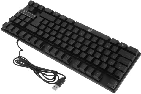 SHINEOFI Clavier Mécanique Gamer 87 Touches Noir Abs Rétroéclairé | Touches Lumineuses Multicolores, Design Ergonomique, Usage Jeu et Saisie Bureau