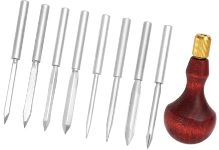 Ahle Werkzeug Set Leder Kratzahle Werkzeug Leder Nähen mit Holzgriff für Handwerk