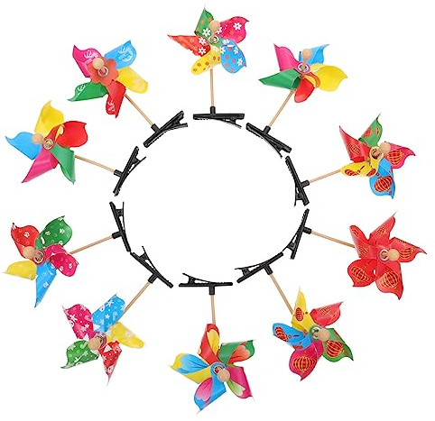 SHERCHPRY 20Pcs Windmill Hairpins Lightweight Outdoor Hair Decor Random Colors Creative Pinwheel Clips for Birthday Party Festival Gifts Random Color