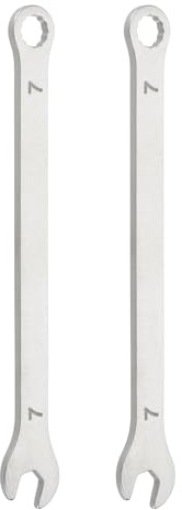 sourcing map 2 llaves combinadas superfinas de 7 mm, caja métrica de 12 puntos y llave inglesa de acero inoxidable de extremo abierto, herramienta de llave de doble extremo para reparación de tuberías