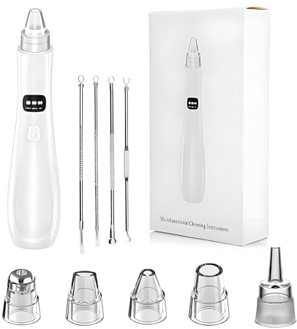 Blackhead Remover Vacuum – Electric Pore Cleaner with 3 Suction Power Levels & 5 Replaceable Heads, Rechargeable Blackhead Removal Tool for Face Deep Cleansing & Skin Care
