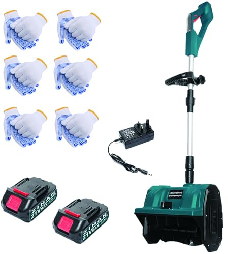 Pala Y Sopladora De Nieve Eléctrica Inalámbrica, Raspador De Nieve 32cm con Dirección Ajustable, Poste Telescópico, 2 Baterías Y 6 Guantes, para Entradas, Calles Escolares Y Patios