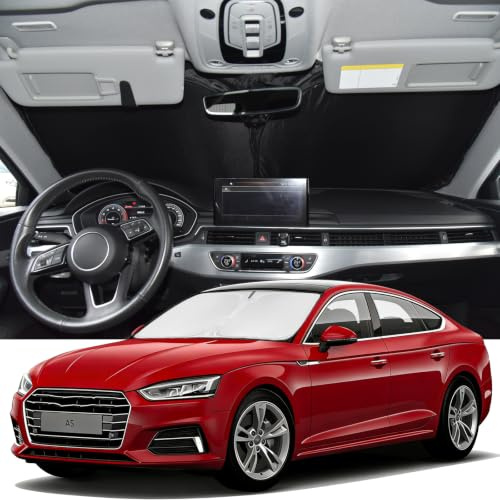Windshield Sunshade for Audi A5 2008-2017 Sun Shade 4 Layers | Upgrade Blocks UV Rays Custom Fit A5 240T Car Window Shades Front Windshield Keep Cool Foldable Car Windshield Accessories