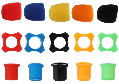 ifundom 15 Piezas de Paravientos de Micrófono de Esponja Gruesa, Anillos Antivibraciones y Cubiertas Inferiores en Colores Mixtos, Accesorios para Micrófono Reutilizables y Fáciles
