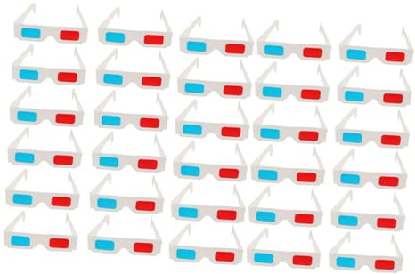 IWOWHERO Occhiali Anaglifi in Carta Bianco 3d Monouso 30 Pezzi Leggeri per Esperienza Visiva Spettacolare in Cinema e Casa