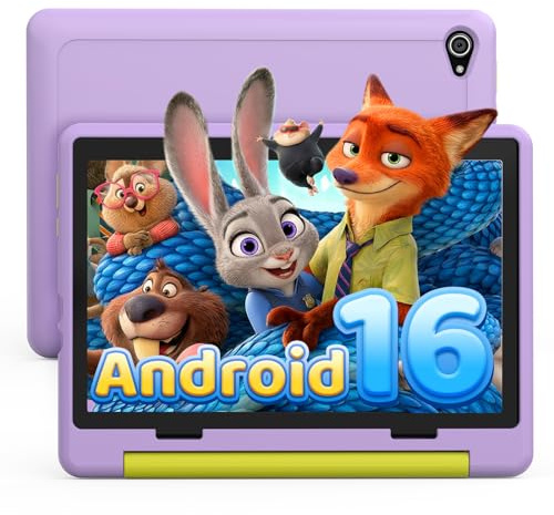 Laptok Android 16 Tablet Bambini 10 pollici, Tablet per Bambini 24 GB+64 GB, espandibile 1 TB, 6000 mAh, modalità ufficio, schermo diviso, 5 MP+8 MP, WiFi 6, BT 5.4, custodia resistente ai bambini