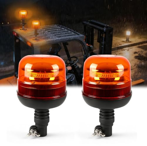 Qiping 2x luz emergencia coche 42LED 12/24V, 10 Modos Luces de Advertencia ámbar Luz estroboscópica de Emergencia IP67 Aprobación E-Mark Impermeable