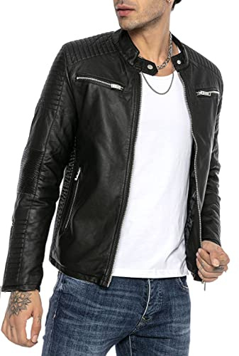 RED BRIDGE Giacca da Uomo in pelle sintetica ecopelle Giubbino mezza stagione stile biker Nero XXL