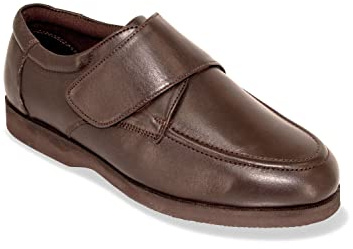 Chums Men's Wide Fit Touch Fasten Leather Shoe | Fully Adjustable, (G) Fitting, Comfortable & Versatile Shoes for a Variety Of Occasions