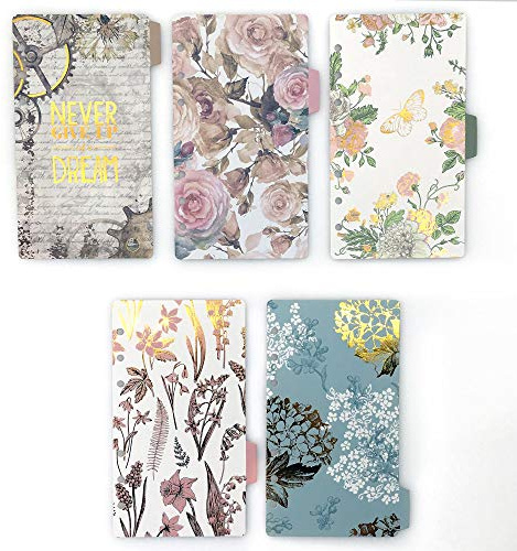 Onglets d'index pour A5 / A6 6 trous couverture anneau rond vue classeur dossier de fichiers feuilles mobiles protecteurs de couverture de reliure (Paper Never Give Up, A6/17cm*10cm/6 Inch)