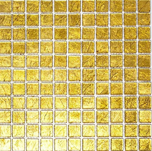 Glasmosaik gold Mosaikfliese Struktur Fliesenspiegel Küche Duschwand MOS120-0782