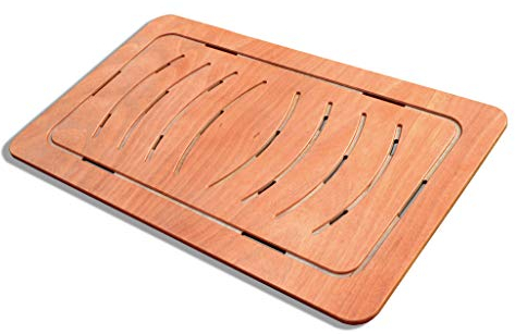 Castelmerlino 94 Pedana Doccia in Compensato Marino di Okumè cm 104 x 62 per Piatti cm 120 x 80