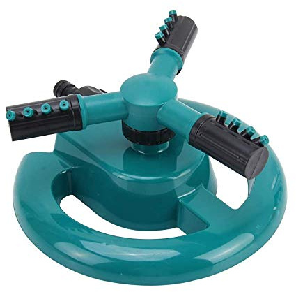 Iwinna Garden Sprinkler Automatic Water Sprinkler 360 Degree 3 Arm Rotating Lawn Sprinkler for Lawn, Courtyard, Garden