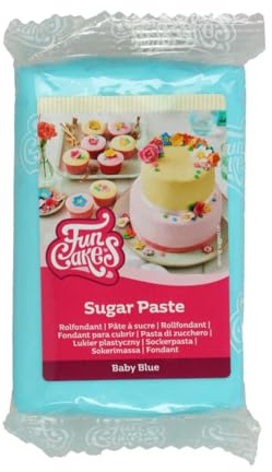 FunCakes Pasta di Zucchero Baby Blue: facile da usare, liscia, flessibile, morbida e pieghevole, perfetta per decorare torte, halal, kosher e senza glutine. 250 gr