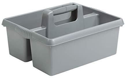 Homey Mart Kitchen Organiser Caddy with Handle – Heavy Duty Cleaning & Storage Tote, Dual Compartment 10L Capacity, Multi-Purpose for Cleaning, Gardening & DIY – Silver