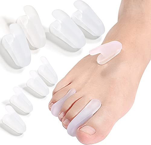 DYKOOK Toe Separators 8PCS Soft Flared Gel Toe Spreader Silicone Toe Spacers for Overlapping Toes - Bunion Corrector Toe Splint Helps with Pain Relief - Restoring Toe for Men and Women-(4S+4L) (Clear)