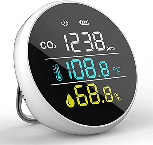 Flatware CO2 Monitor Air Quality Gas Detector Temperature Humidity High Accuracy Alarm Detector With LCD Display Of Readings For Home Office Car Gym Carbon Dioxide Detector