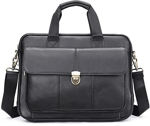 Businesstasche Aktentasche Männer Handtasche, Herren Aktentasche Echtes Leder 14 Zündbuch Laptop Satchel Büroarbeit Business Messenger Schultertasche Computer Handtasche Geschenk for ihn Jungen Messen