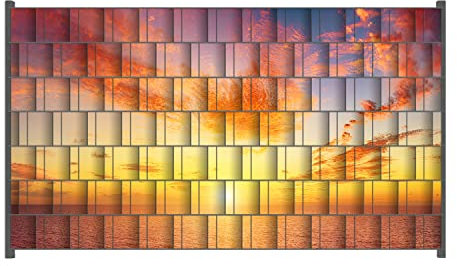 Wallario Zaun Sichtschutz Windschutz für EIN- und Doppelstabmattenzäune in der Größe Breite 2,50m x Höhe 1,40m, Motiv: Sonnenuntergang über dem Meer - rote Wolken und Blauer Himmel
