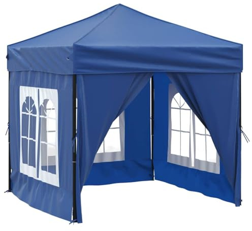 vidaXL Tente de réception Pliable avec parois Bleu 2x2 m