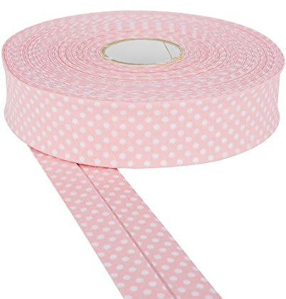 Discount Fabrics LTD Schrägband, gepunktet, 30 mm, Baumwoll-Köperband zum Nähen, Schrägbinden, Wimpelkette und Schrägband, vielseitiges Nähzubehör, ideal für DIY-Bastelprojekte, Altrosa, 5 m
