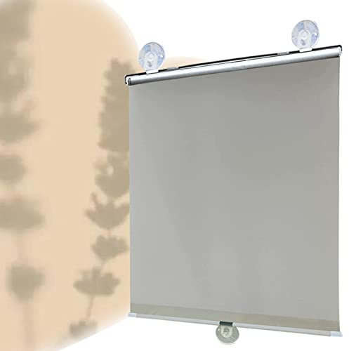 KOOEIN Verdunkelungsvorhang mit saugnapf, Sonnenschutzrollos, Temporäre Einziehbarer Fensterjalousien, wärmeisolierter Stoff, 85% Verdunkelung, mit Farbbeschichtung,Grey-35x125cm/14x49in