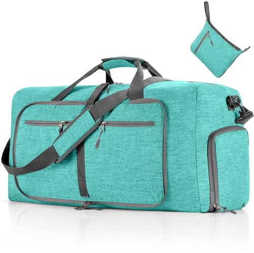 Vomgomfom 115L Reisetasche mit Schuhfach, Große Falttasche für Camping, Reisen, Fitness, Minzgrün