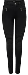 ONLY Onlroyal Hw Biker Zip Ext DNM Jean Coupe Skinny, Noir, XXS / 32L Femmes