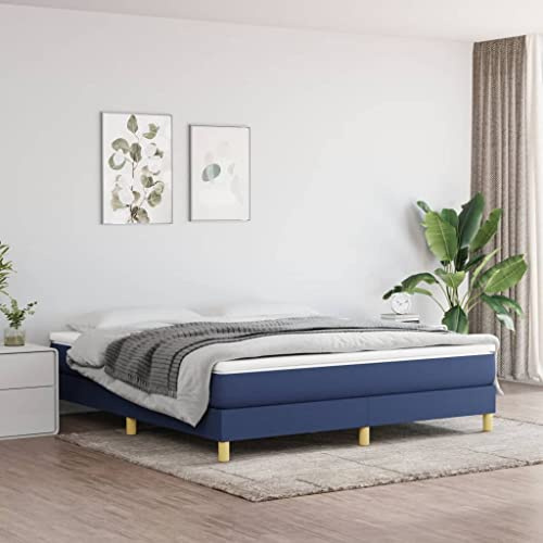 Annlera Bettgestell 203x160x25cm Blau Stoff,Sperrholz,Holzwerkstoff Tagesbett Aus Holz Sofa Im Wohnzimmer Jugendbett Einzelbett Bodenbett Palettenbett Robusten Bettgestell Lattenrost