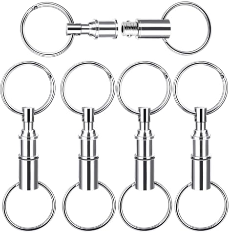 Aster 5 Stück Schlüsselanhänger mit Schnellverschluss, Doppelringe Abnehmbare Schlüsselanhänger, Teilbar Shlüsselring Kupplung zum Auseinanderziehen, Metall Schlüsselanhänger für Bequemes Zubehör