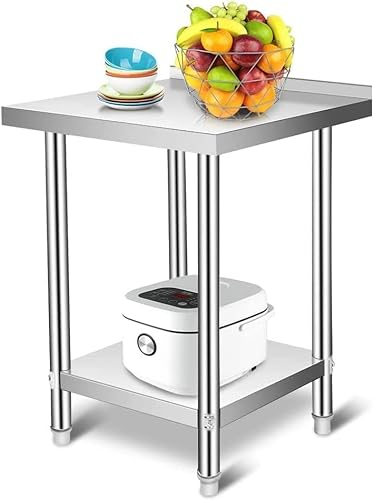 Cannoli 61x61cm Edelstahltisch Arbeitstisch Edelstahl Edelstahltisch Silber Lebensmittel Zubereitungstisch Gewerbliche für Küche Bar Restaurant Mit Aufkantung, für Küche Küchentisch Edelstahl