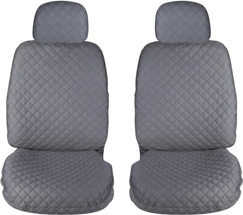 Susy Shop Fundas para asientos de coche universales, delanteras y traseras, compatibilidad universal, montaje sencillo (par delantero, gris)