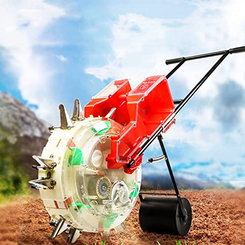 WTTTTW Seeder Spreader w/8 Seed Plates & Dual Storage Buckets, Hand-push Seeder & Fertilizer, Walk-Behind Row Crop Planter for Lawn Garden Farm,7 Mouths