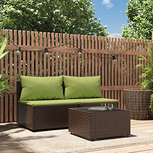 Rantry 3-TLG. Gartenlounge Set mit Kissen Gartensofa Set Outdoor Sofa Loungesofa Balkonsofa Ecklounge Balkonmöbel Sitzgruppe für Garten, Terrasse und Balkon Braun Poly Rattan