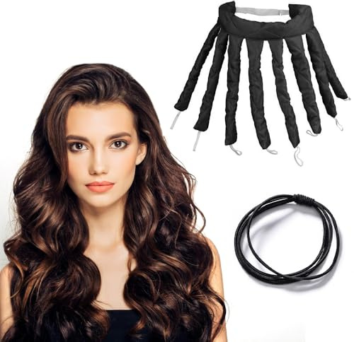 STCRERAG Rizador de Pelo sin Calor, Tubo Rizador sin Calor de Calamar, Rizos sin Calor con Coletero,Diadema Rizadora sin Calor sin Daños, Ondulador de Pelo sin Calor para Dormir DIY Pelo Rizado