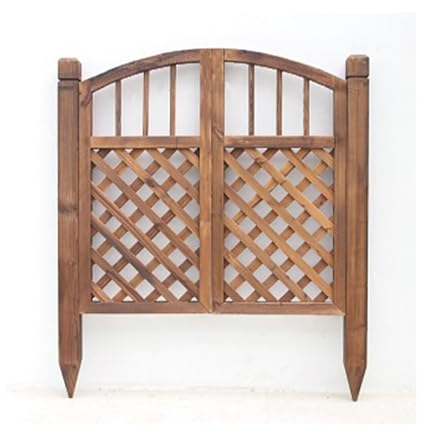 XLIHAWY Puertas Jardín Al Aire Libre, Parte Superior Curva Vintage Carbonizado Madera Cerca División, Puerta Pérgola Jardín Madera para Patio Casa, Fácil Instalar(Color:Natural,Tamaño:135x100cm)