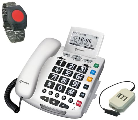 G-TELWARE® (ELDAT-Variante!) 2024er Modell Seniorentelefon Senioren-Notruf-Telefon mit Funk-SOS-Sender - 2024er Modell