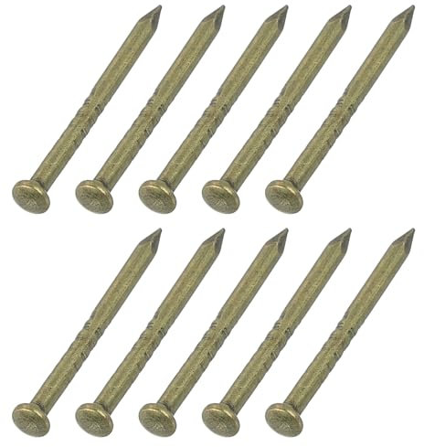 sourcing map 50Pcs Small Hardware Nails, 1.5 x 19mm Carbon Steel Round Head Nail Common Finishing Nail for Household Woodworking Picture Hanging DIY Projects, Bronze