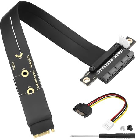 CERRXIAN M.2 NGFF NVMe M Key zu PCIE 3.0 4X Grafikkarten-Riser-Adapterkarte M.2 Key M zu PCI-E 4X Verlängerungskabel (180°)