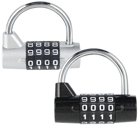Lucchetto Combinazione A 4 Cifre - 2 Pezzi Lucchetto Armadietto - Piccolo Lucchetto Con Codice Per Armadietto/Zaino/Valigia Per Aereo/Portaoggetti/Scatola Degli Attrezzi/Recinzione (Argento E Nero)