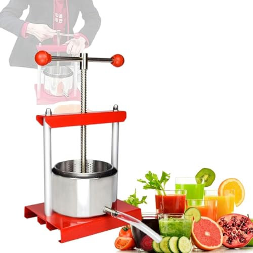 Prensa de frutas, tintura de queso, hierbas, frutas, vino, prensa manual, mango de bola eléctrica, acero inoxidable y hierro, for elaboración de sidra de vino, deshidratación de verduras, prensa de qu