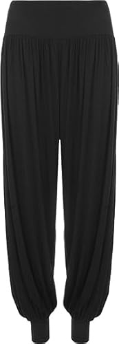 SXME MIGHT SAY Women's Harem Trousers - Ladies Casual Pants -Elasticated Waist - Soft Stretchy Fabric - Full Length - Plus Size UK (UK, Regular, S/M (8-10), Black)